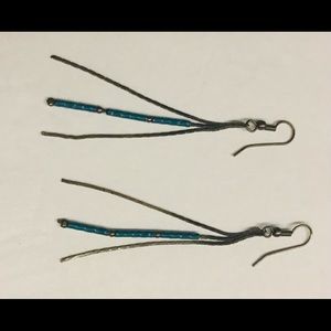 Silver and Blue Handmade by Silver Artist Earrings Original Owner